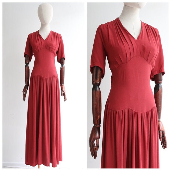 Vintage 1940's dress vintage 1940's red crepe even