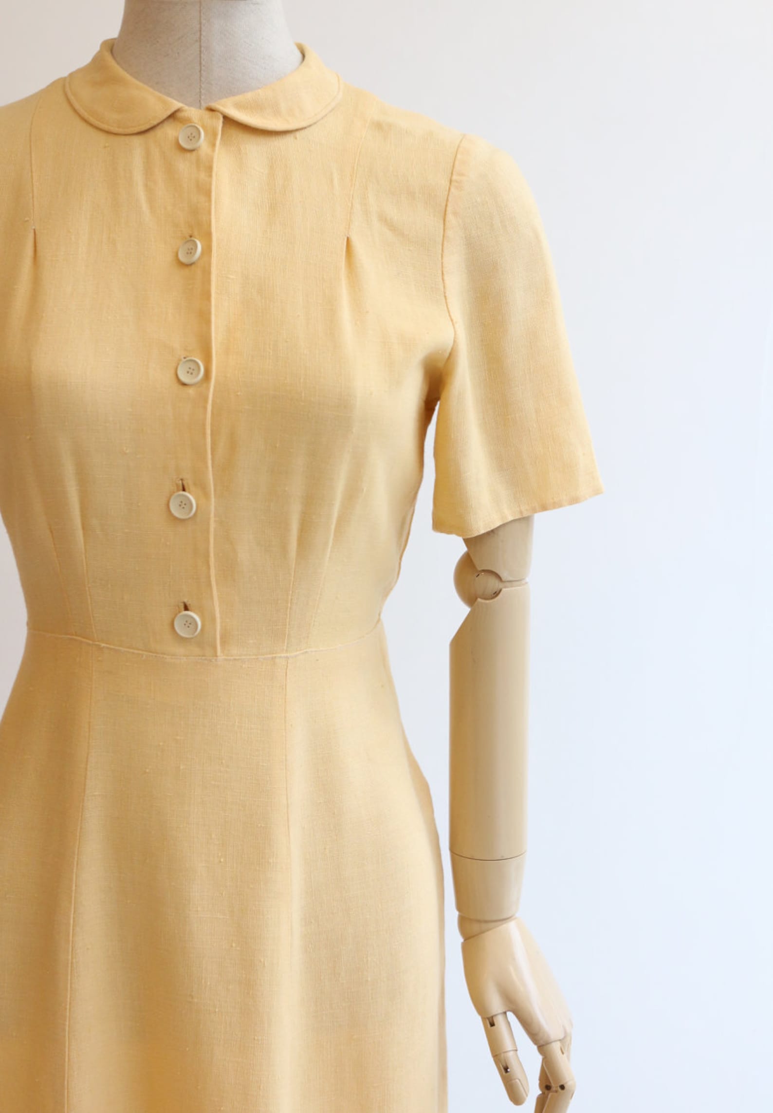 Vintag 1940's dress vintage 1940's yellow linen dress | Etsy