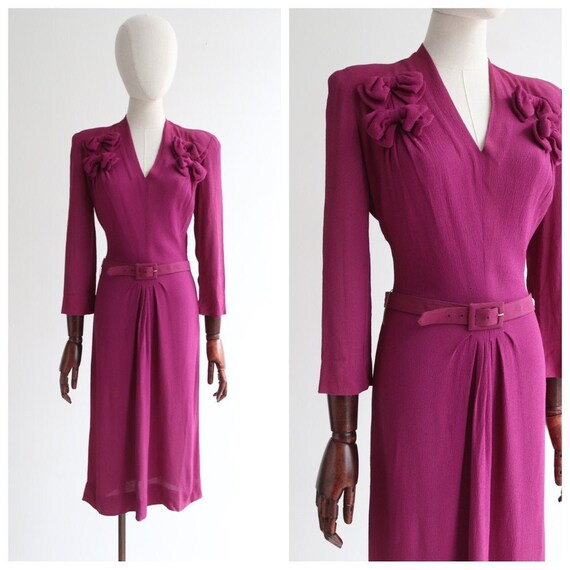 Vintage 1940's dress vintage 1940's plum crepe sil