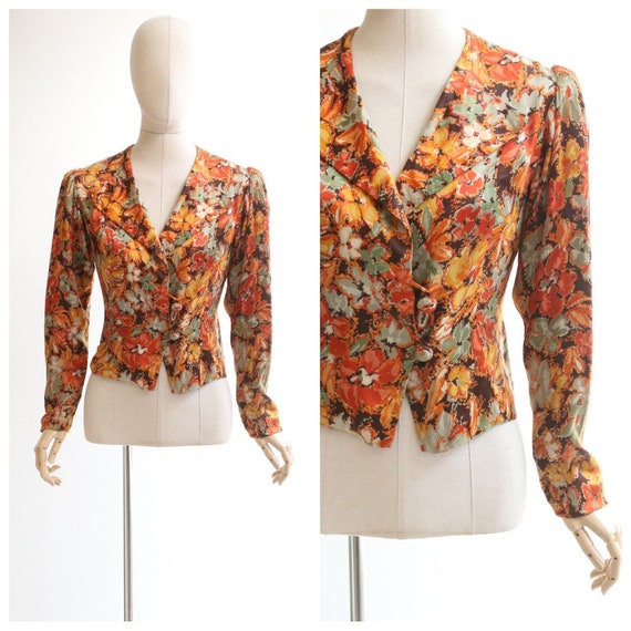 Vintage 1930's jacket vintage 1930's silk floral … - image 1