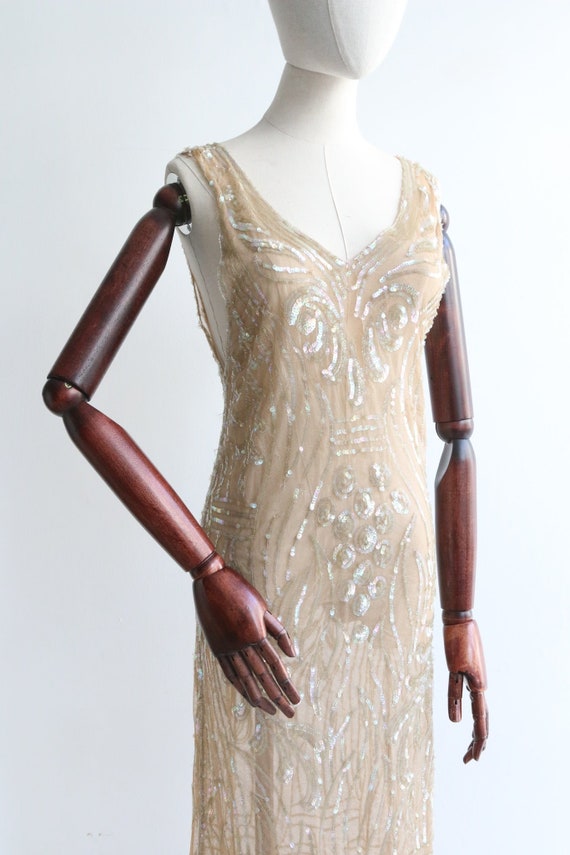 Vintage 1930's champagne tulle & iridescent sequi… - image 6