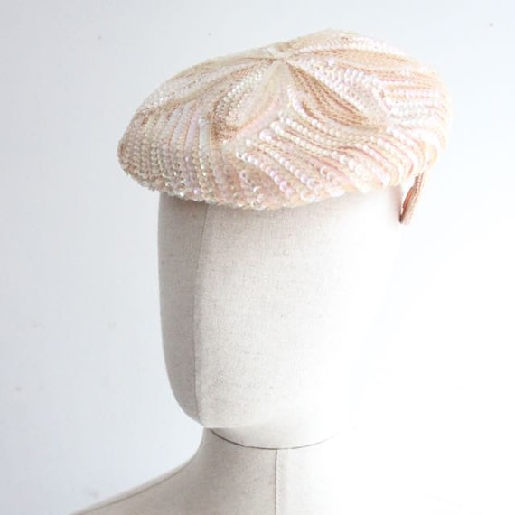 Vintage 1950's Hat 1950's sequin perch hat 1950's