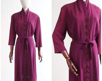 Vintage  1940's violet crepe silk scalloped dress UK 16 US 12 1940's dress vintage dress 1940s fashion forties fashion