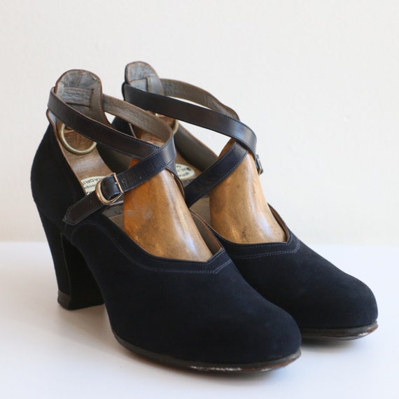 Vintage 1940's shoes vintage 1940's blue suede sho