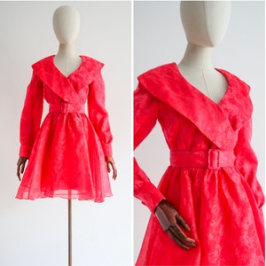 Vintage 1960&#39;s pink floral dress vintage 1960&#39;s fit and flare silk organza pink floral dress original 1960s pink silk mini dress UK 10 US 6