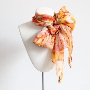 Vintage 1930's silk chiffon floral neck scarf original 1930s silk sunrise floral palette hand rolled neck scarf art deco silk scarf vintage