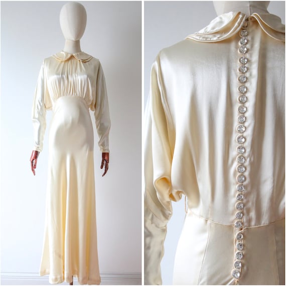 ワンピース 1930s Cream Silk Dress 1930's Pure Silk Cream Dress - Etsy