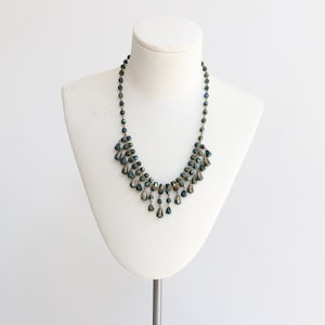 Vintage 1940&#39;s petrol glass bead & brass necklace 1940s jewellery original 1940s 1940s necklace 1940s jewelry forties 1940s fashion
