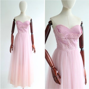 Vintage 1950&#39;s lilac lace & tulle dress UK 6 US 2 original 1950s dress vintage tulle dress original 1950s dress 1950s vintage fifties dress