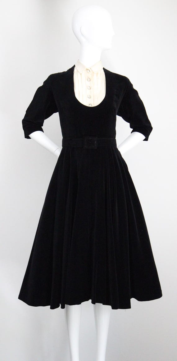 black velvet vintage dress 1950's 1950's Full Circle Black Velvet Rhinestone Button Dress 1950's Fit and Flare Dress Fifties Dress UK 8 US 4 Lime KarenMillen Satin Twill club This sultry style from Color:Custom Color (For Free)