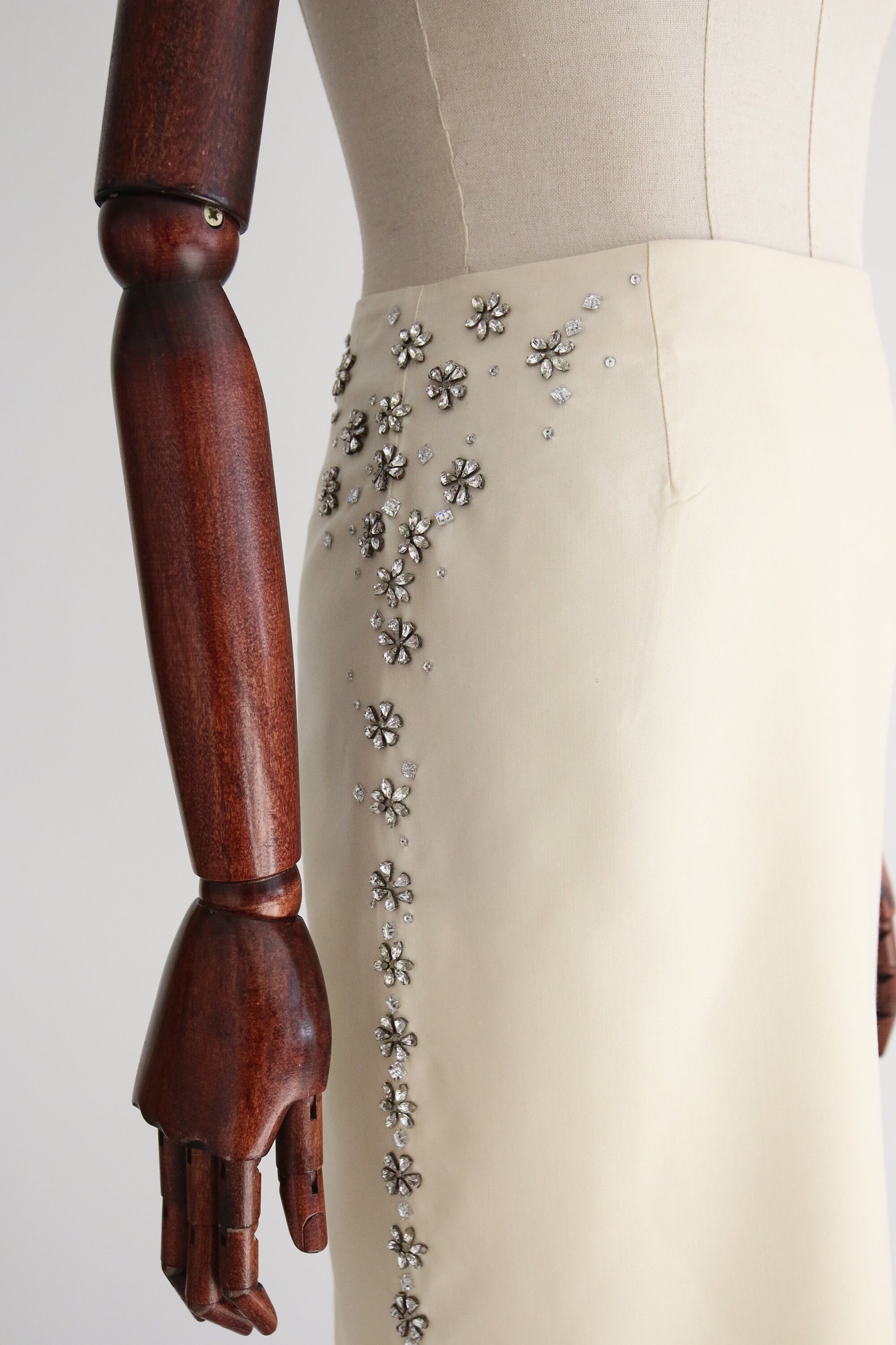 Alexander Mcqueen Silk & Rhinestone Skirt UK 10 US 6 Vintage