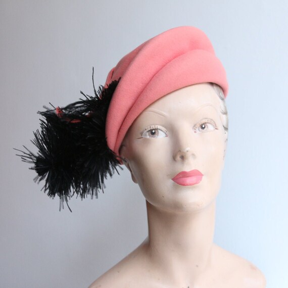 Vintage 1940's hat vintage 1940's coral felt hat o