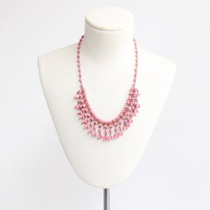 Vintage 1940&#39;s pink glass floral necklace original 1940s necklace 1940s pink necklace vintage floral necklace forties necklace 1940s jewelry