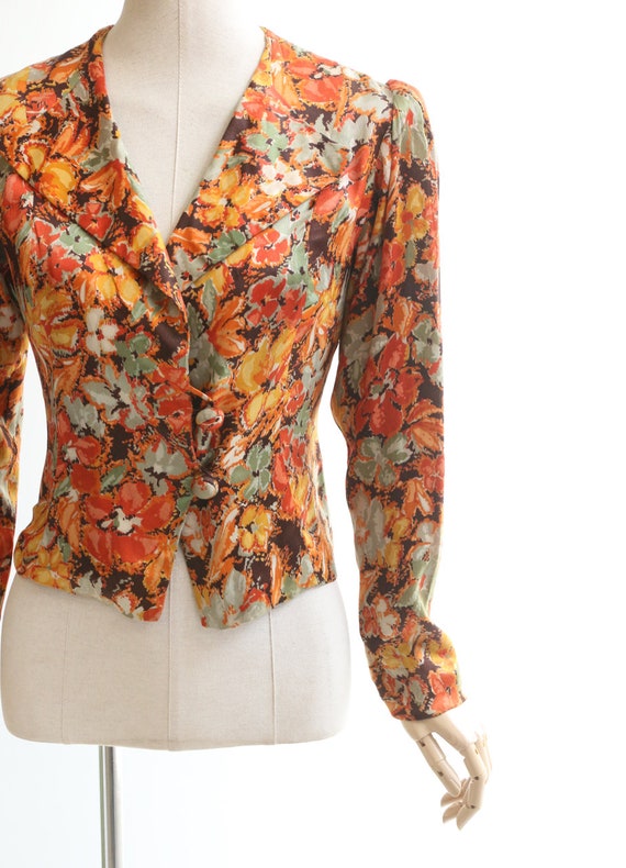 Vintage 1930's jacket vintage 1930's silk floral … - image 4