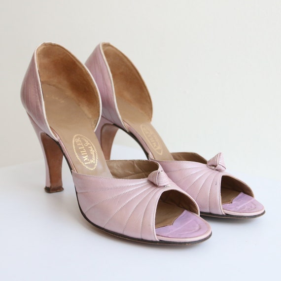 Vintage 1940's Lilac Leather Peep toe heels vintag