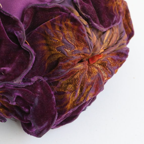 Vintage 1920's purple silk velvet & satin floral … - image 8