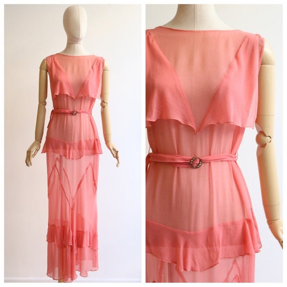 Vintage 1930's Silk chiffon dress vintage 1930's c