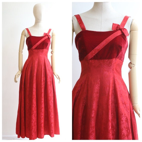 vintage 1950's evening dress vintage 1950's red ev