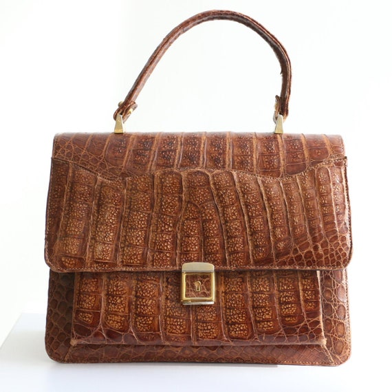 Vintage 1950's crocodile skin handbag original 195