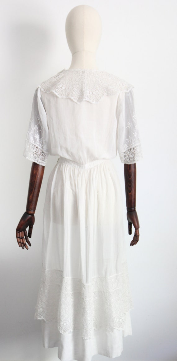 Edwardian Lawn Dress Antique White Edwardian Cott… - image 8