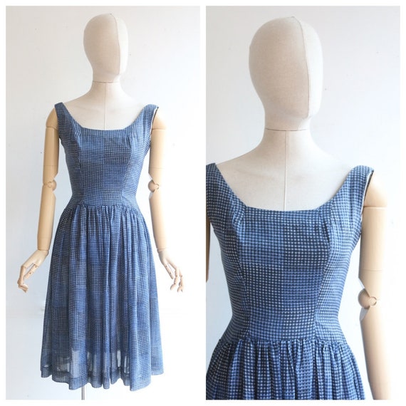 Vintage 1950's dress original 1950's blue check pr