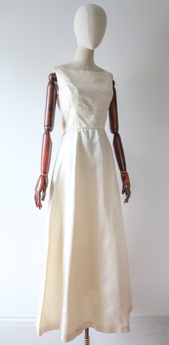 Vintage 1960's Cream Silk evening gown vintage 19… - image 4