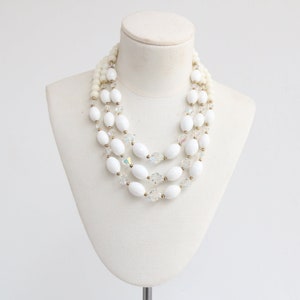 Vintage 1960&#39;s iridescent and white bead multi-strand Necklace original 1960s necklace 1960s vintage sixties necklace 1960s jewellery