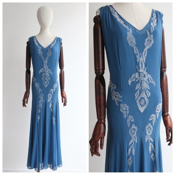 Vintage 1930's silk beaded dress vintage 1930's bl