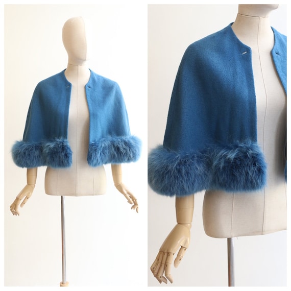 Vintage 1950's Cape Vintage 1950's wool and fox fu