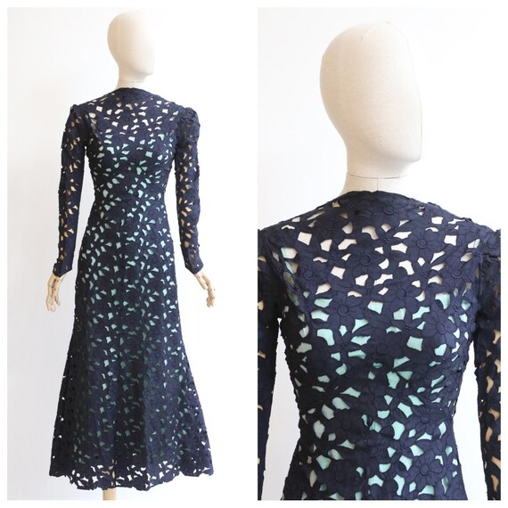 Vintage 1930's Floral dress 1930's navy blue flora