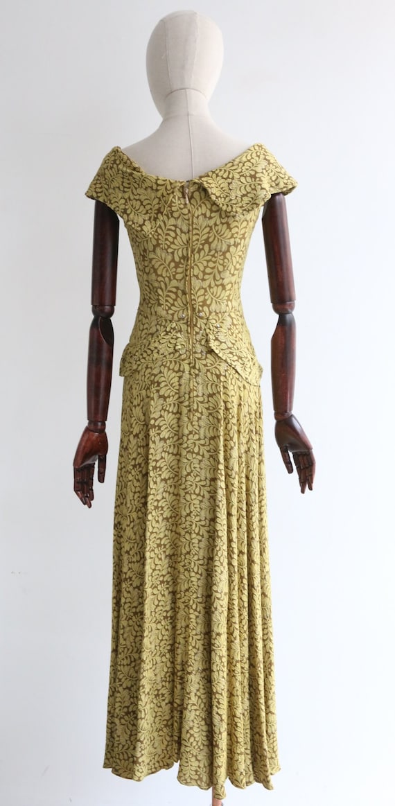 Vintage 1930's chartreuse green lamé evening gown… - image 7