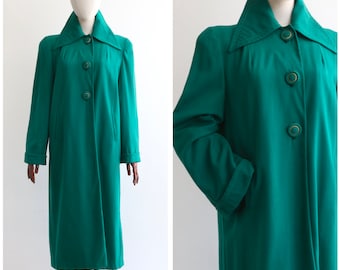 Vintage 1940's aqua green wool & removable fleece lining coat UK 12-14 US 8-10 original 1940s coat 1940s green coat vintage green coat