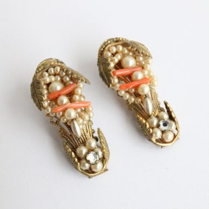 Vintage 1930&#39;s pearl & coral screw back earrings and brooches original 1930s earrings original 1930s brooch Art Deco Art Deco jewellery