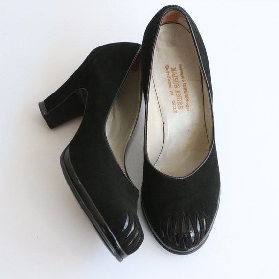 Vintage 1940's black suede shoes vintage 1940's bl