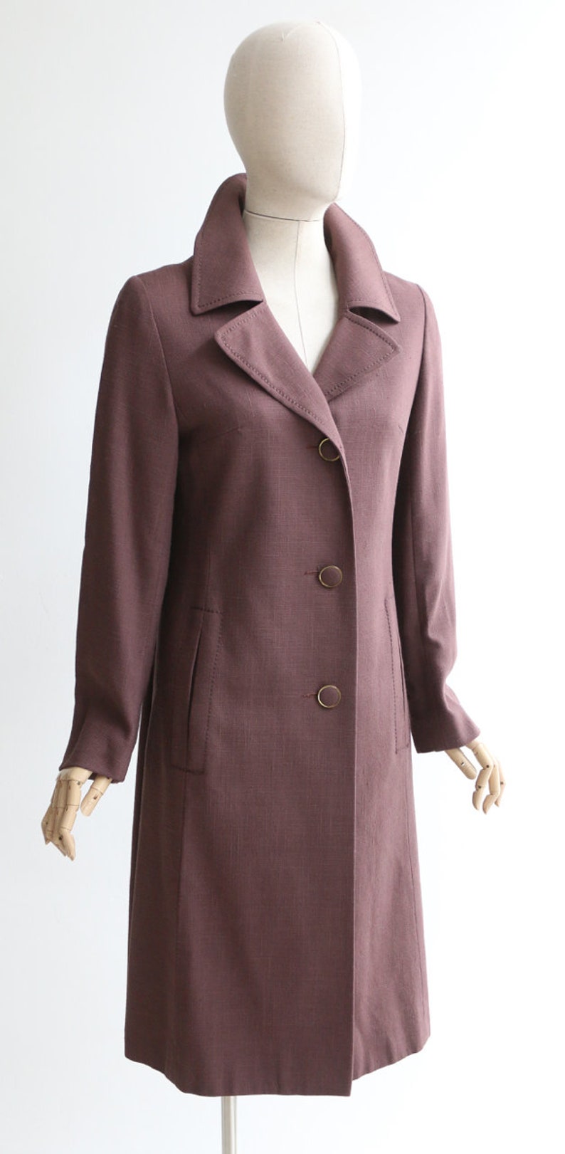 Vintage 1960/'s coat vintage 1960/'s spring coat original 1960/'s deep burgundy lightweight coat 1960/'s brown deep purple spring coat UK 10-12