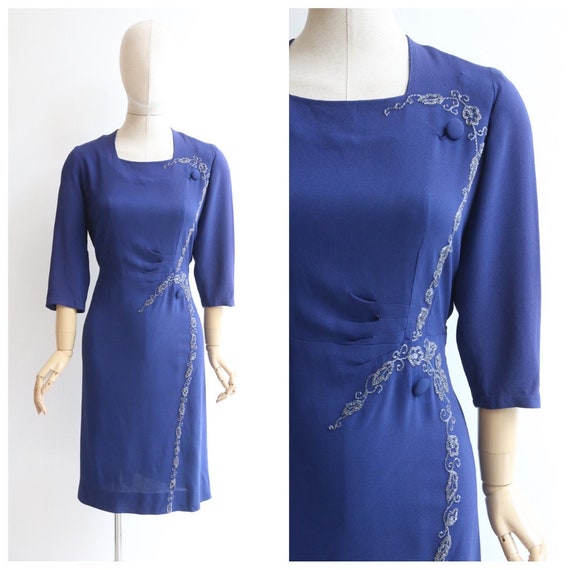 Vintage 1940's dress original 1940's blue dress 19