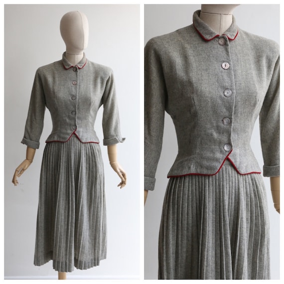 Vintage 1940's set vintage 1940's grey wool skirt