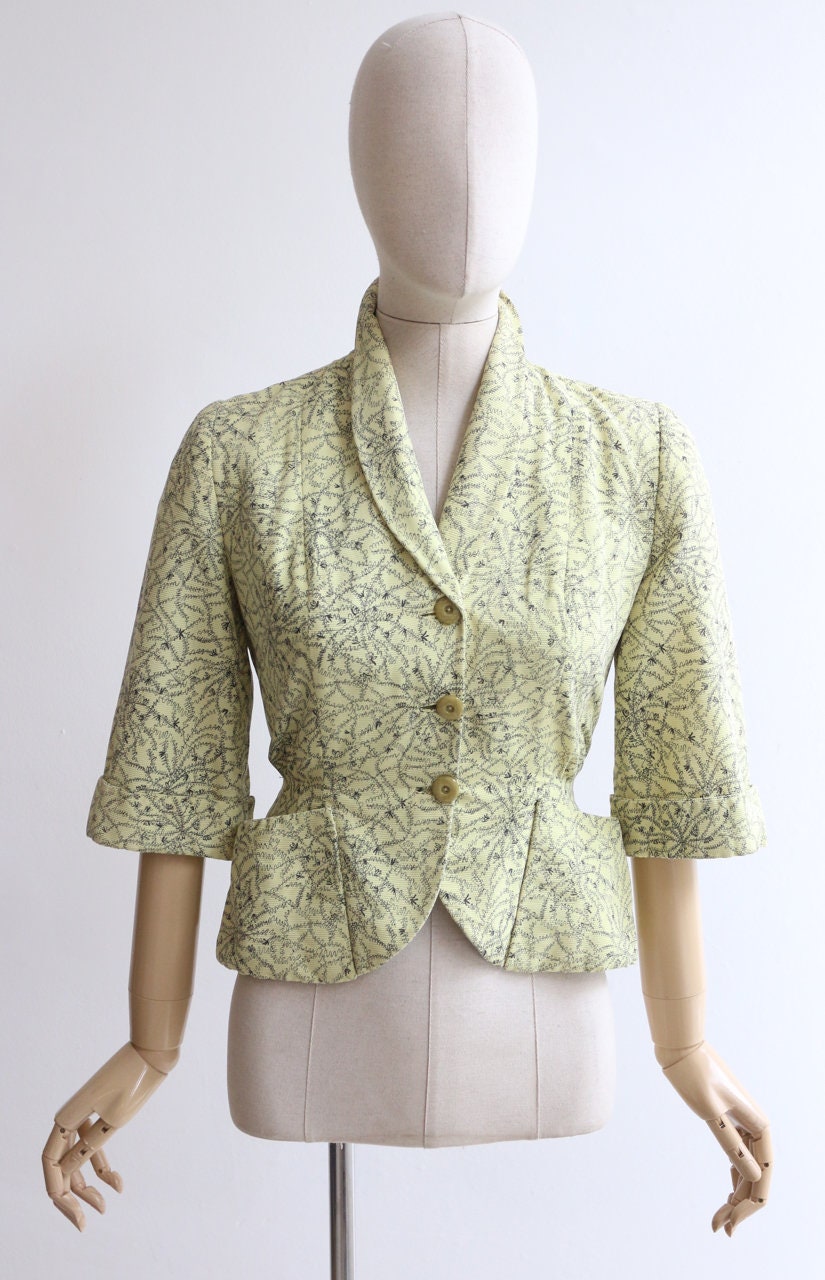 Vintage 1950's Jacket Vintage 1950's Yellow Fitted - Etsy UK