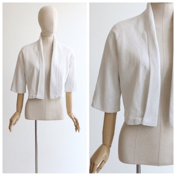 Vintage 1950's jacket vintage 1950's white linen j