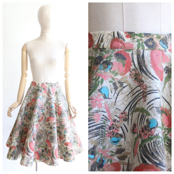 Vintage 1950's skirt vintage 1950s painted felt fl