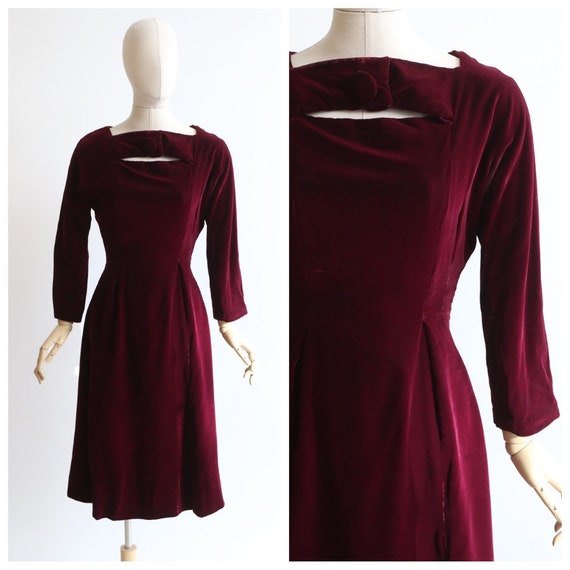 Vintage 1950's Velvet Dress Original 1950's Plum - Etsy