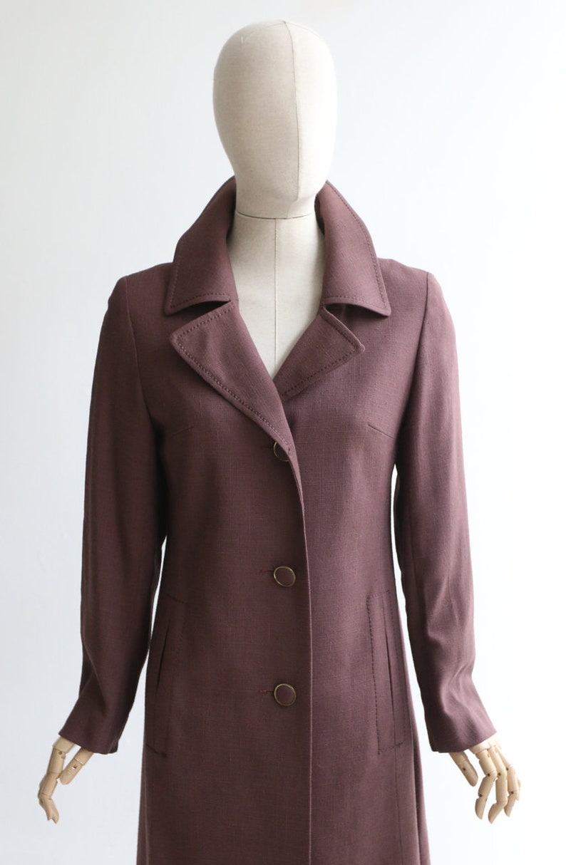 Vintage 1960/'s coat vintage 1960/'s spring coat original 1960/'s deep burgundy lightweight coat 1960/'s brown deep purple spring coat UK 10-12