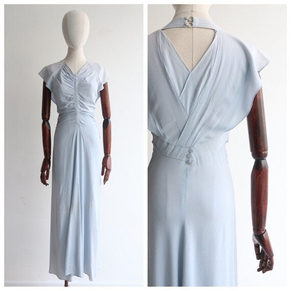 Vintage 1930's Dress vintage 1930's ice blue crepe | Etsy