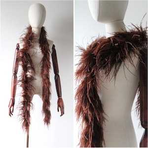 Vintage 1920&#39;s chestnut brown ostrich feather boa original 1920&#39;s flapper feather boa roaring twenties brown feather stole twenties flapper