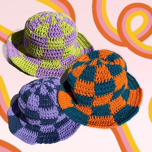 crochet checkerboard bucket hat PATTERN