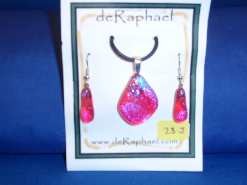 Bubblegum with Shimmering Blue Dichroic Glass Jewelry Set