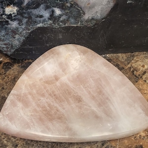 Rose Quartz Dish Bowl Crystals Polished Stone Tricket Dish Rocks Gift
