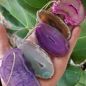 Agate Slice Ornament Agate Christmas Tree Ornament Crystal Ornament Boho Ornament Sun Catcher Ornament Crystals Witchy Christmas Gift