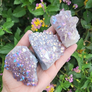 Angel Aura Amethyst Cluster Geode Crystals Raw Stone Geode Gift