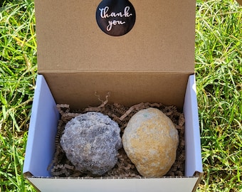 Set of Two SMALL Break Your Own Geodes Box Set Geodes Trancas Geode Crystal Quartz Geodes Gift Box Geodes Rocks Lapidary Gift Box Gift Set